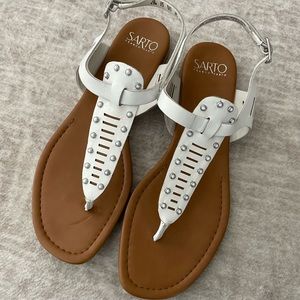 Franco Sarto Sandals Womens Size 8.5 White Leather New